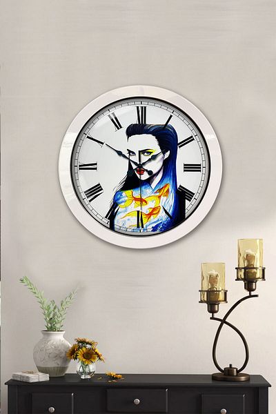Kasva Concept Gift 36 cm White Metal Figure Wall Clock