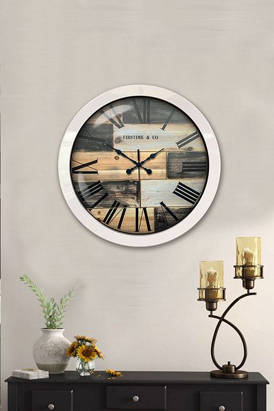 Kasva Concept Gift 36 cm White Metal Firstime Wall Clock