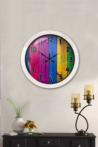 Kasva Concept Gift 36 cm White Metal Rainbow Wall Clock