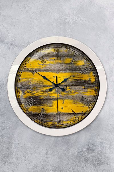 Kasva Concept 36 cm White Metal Natural Wood Wall Clock