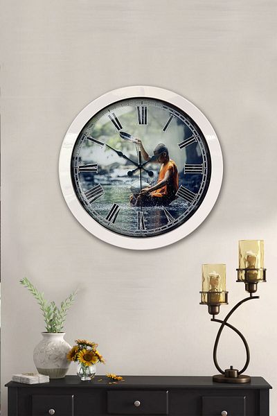 Kasva Concept 36 cm White Metal Natural Life Wall Clock