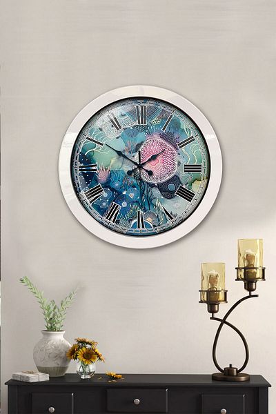 Kasva Concept Gift 36 cm White Metal Sea Wall Clock