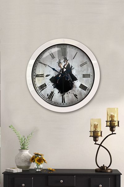 Kasva Concept Gift 36 cm White Metal Dance Wall Clock
