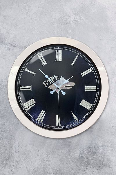 Kasva Concept Gift 36 cm White Metal Bozkurt Turkish Wall Clock