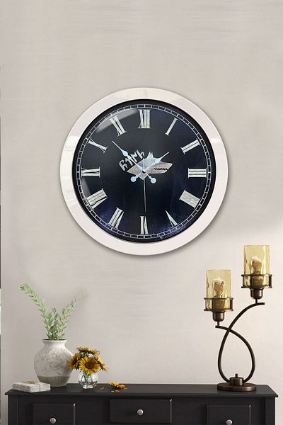Kasva Concept Gift 36 cm White Metal Bozkurt Turkish Wall Clock