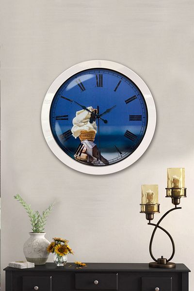 Kasva Concept Gift 36 cm White Metal Ice Cream Wall Clock
