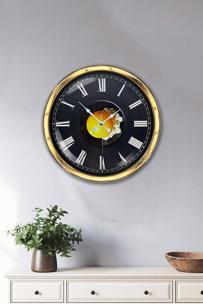 Kasva Concept Gift 40 cm Gold Metal Egg Wall Clock