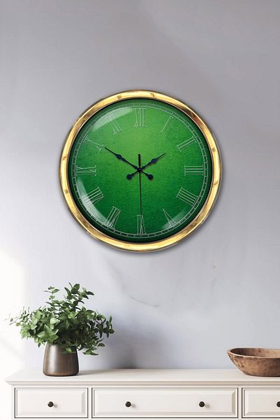 Kasva Concept Gift 40 cm Gold Metal Green Wall Clock