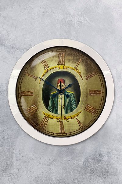 Kasva Concept 36 cm White Metal Abdulhamid Khan Wall Clock