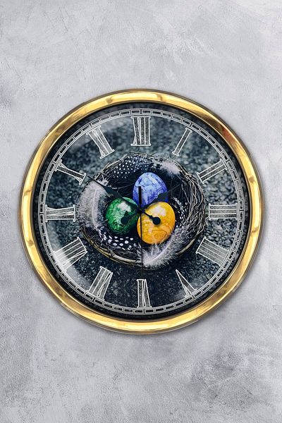 Kasva Concept Gift 40 cm Gold Metal Egg Wall Clock