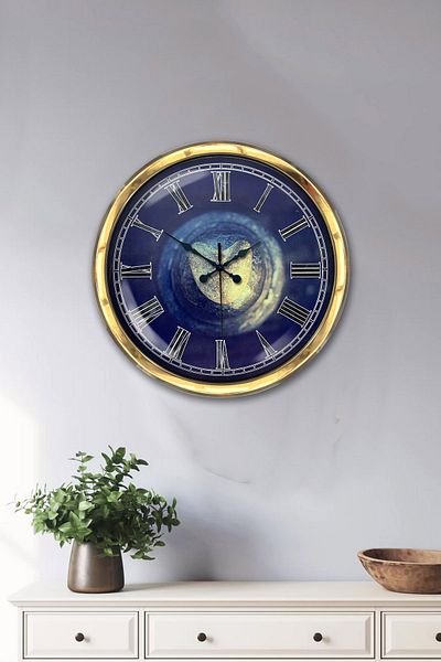 Kasva Concept 40 cm Gold Metal Stone Heart Wall Clock