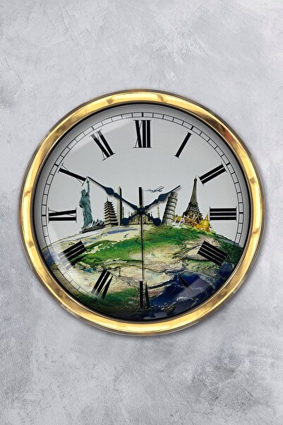 Platin Saat هدية ساعة حائط دولية معدنية ذهبية مقاس 40 سم