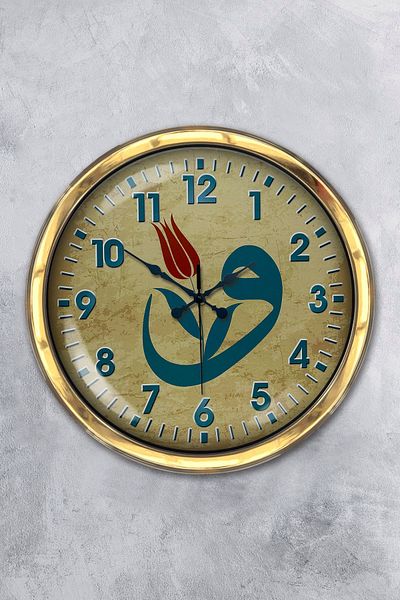 Kasva Concept Gift 40 cm Gold Metal Vav Wall Clock
