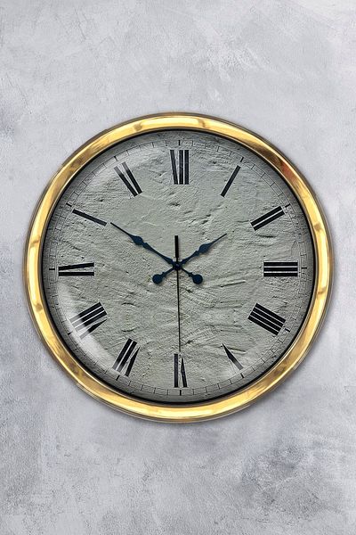 Kasva Concept Gift 40 cm Gold Metal Stone Look Wall Clock