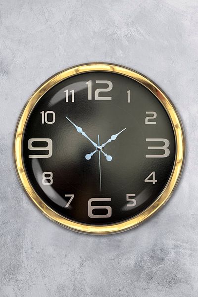 Kasva Concept Gift 40 cm Gold Metal Black Classic Wall Clock