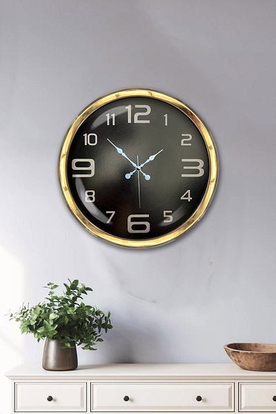 Kasva Concept Gift 40 cm Gold Metal Black Classic Wall Clock
