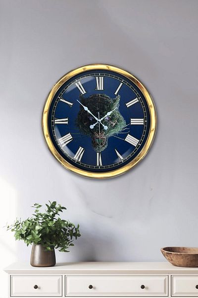 Kasva Concept Gift 40 cm Gold Metal Wild Nature Wall Clock
