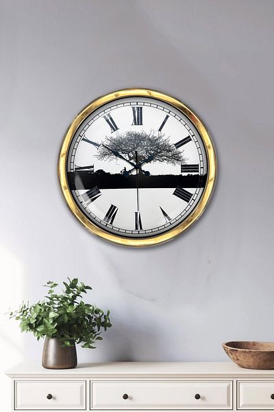 Kasva Concept Gift 40 cm Gold Metal Wall Clock Wall Clock