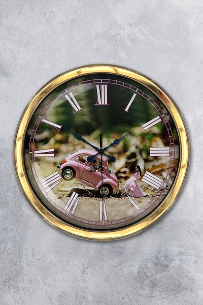 Kasva Concept Gift 40 cm Gold Metal Tosbağa Wall Clock