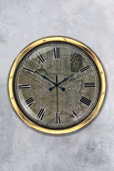 Platin Saat هدية ساعة حائط معدنية ذهبية اللون مقاس 40 سم