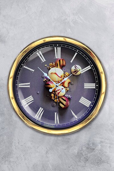 Platin Saat هدية ساعة حائط مطبخ معدنية ذهبية مقاس 40 سم