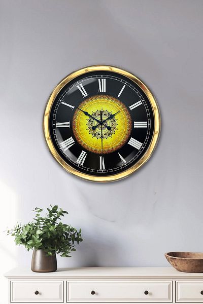 Kasva Concept Gift 40 cm Gold Metal Ottoman Pattern Wall Clock