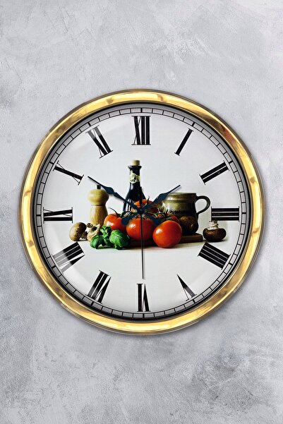 Platin Saat هدية ساعة حائط مطبخ معدنية ذهبية مقاس 40 سم