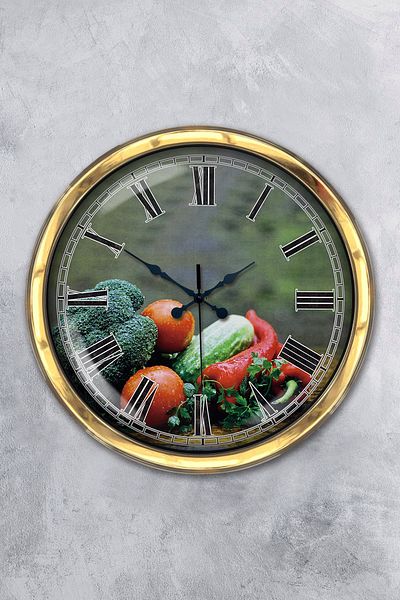 Kasva Concept Gift 40 cm Gold Metal Kitchen Wall Clock
