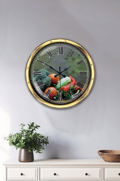Kasva Concept Gift 40 cm Gold Metal Kitchen Wall Clock