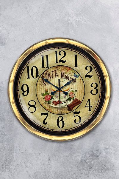 Kasva Concept Gift 40 cm Gold Metal Kitchen Wall Clock