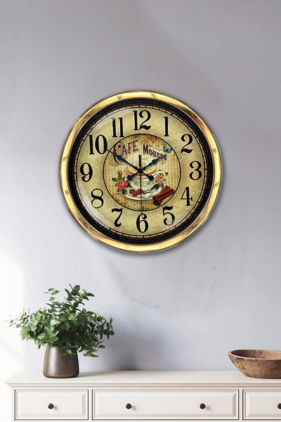 Kasva Concept Gift 40 cm Gold Metal Kitchen Wall Clock
