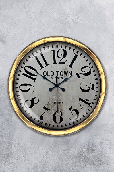 Platin Saat ساعة حائط المدينة القديمة معدن ذهبي مقاس 40 سم