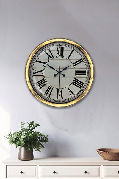Kasva Concept Gift Clock 40 cm Gold Metal Roman Numeral Wall Clock