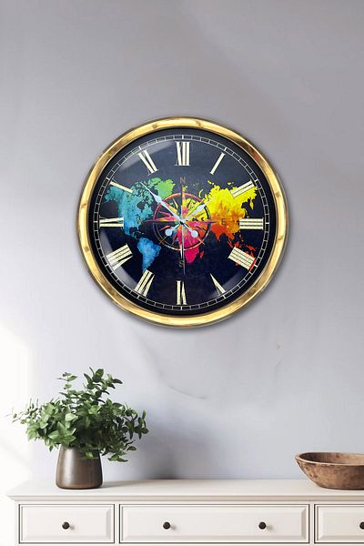 Kasva Concept Gift 40 cm Gold Metal Compass Wall Clock