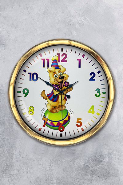 Kasva Concept Gift 40 cm Gold Metal Clown Wall Clock
