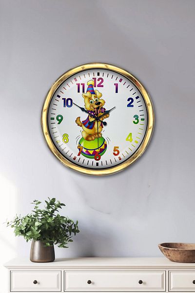 Kasva Concept Gift 40 cm Gold Metal Clown Wall Clock