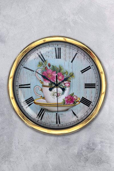Kasva Concept Gift 40 cm Gold Metal Kitchen Wall Clock