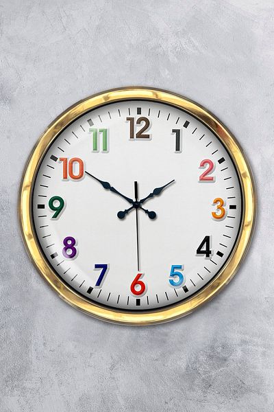 Kasva Concept 40 cm Gold Metal Color Number Wall Clock
