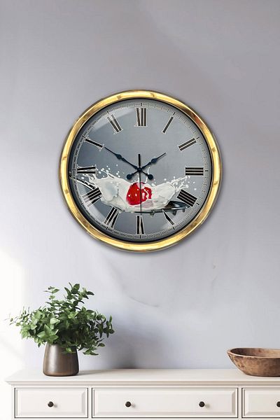 Kasva Concept Gift 40 cm Gold Metal Kitchen Wall Clock