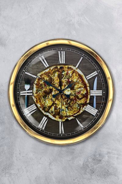 Platin Saat ساعة هدية 40 سم ساعة حائط بيتزا معدنية ذهبية