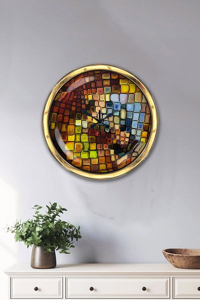 Kasva Concept Ρολόι δώρου 40 εκ. Χρυσό Μεταλλικό Πολύχρωμο Ρολόι τοίχου
