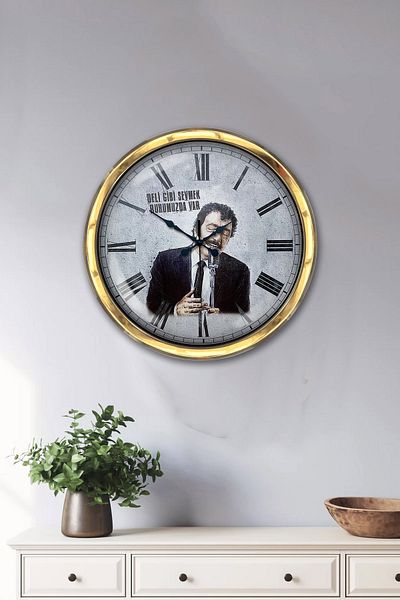 Kasva Concept Gift 40 cm Gold Metal Müslüm Baba Wall Clock