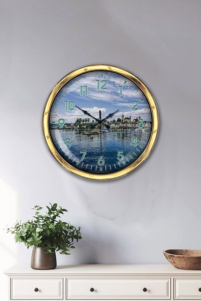 Kasva Concept Gift 40 cm Gold Metal Lefkoşa Wall Clock