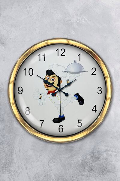 Platin Saat ساعة حائط للمطبخ معدن ذهبي مقاس 40 سم