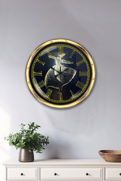 Kasva Concept Gift Decorative 40 cm Gold Metal Mevlana Wall Clock