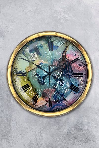 Kasva Concept Gift 40 cm Gold Metal Mix Color Wall Clock