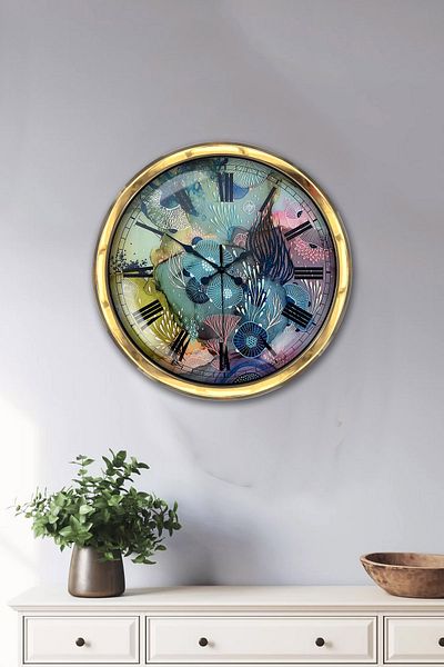 Kasva Concept Gift 40 cm Gold Metal Mix Color Wall Clock