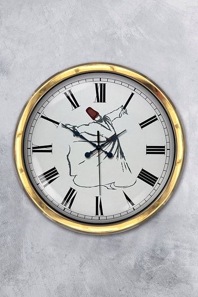 Kasva Concept Gift 40 cm Gold Metal Mevlana Wall Clock