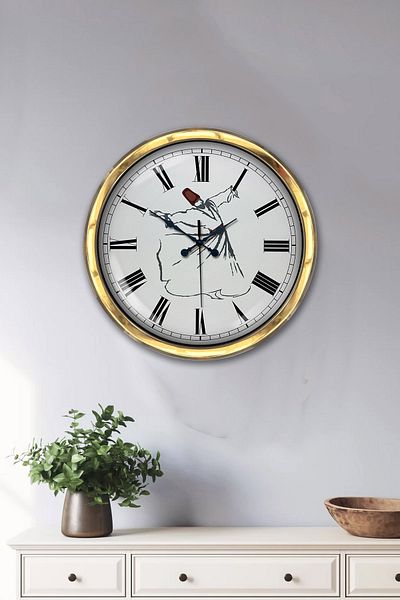 Kasva Concept Gift 40 cm Gold Metal Mevlana Wall Clock