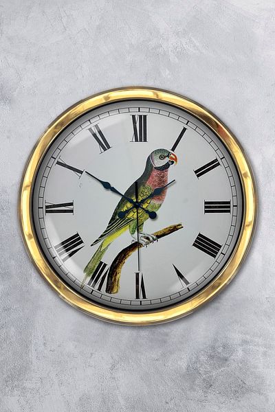Kasva Concept Gift 40 cm Gold Metal Bird Wall Clock